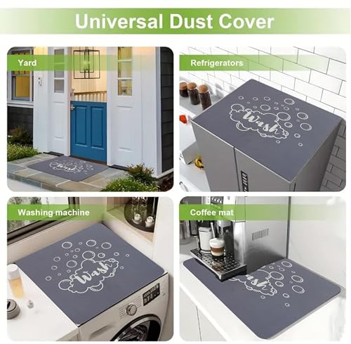 Image of Homecloud Non-Slip Washing Machine Mat - Durable Waterproof Protective Cover for Washer & Dryer, Dust-Resistant Mat Ideal for Laundry Room & Kitchen Appliances (Grey Wash)
