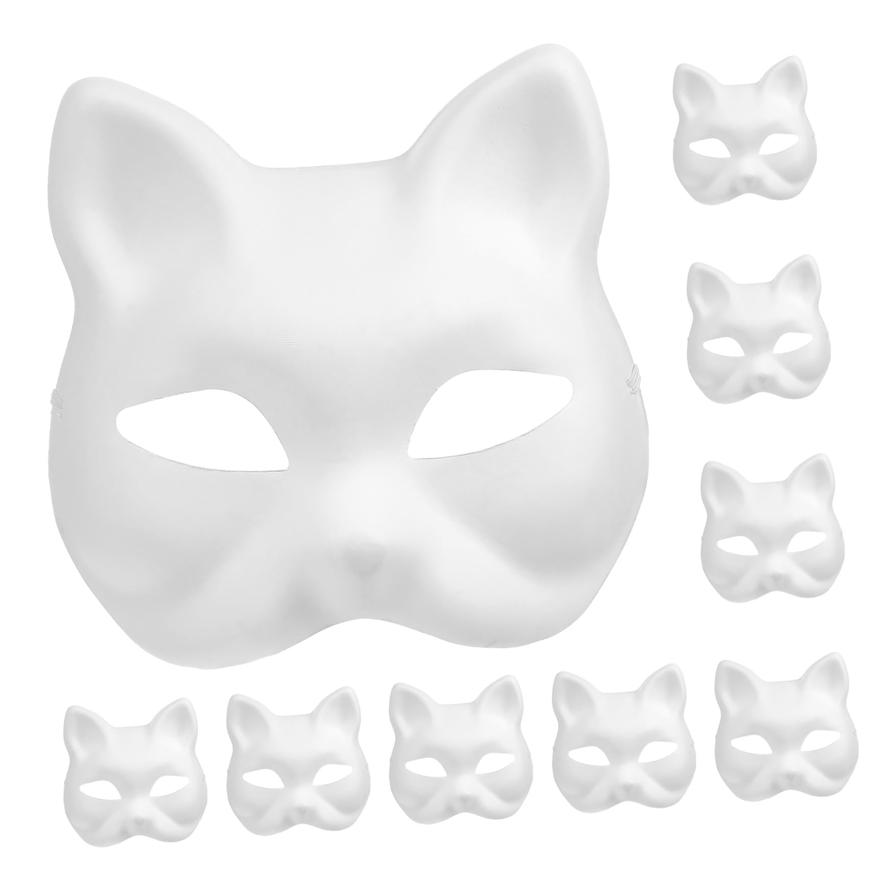 10 Piezas de gato maché cosplay de animales Cubrir mascaras para pintar pulpa Máscara de fiesta de cosplay máscara de gato