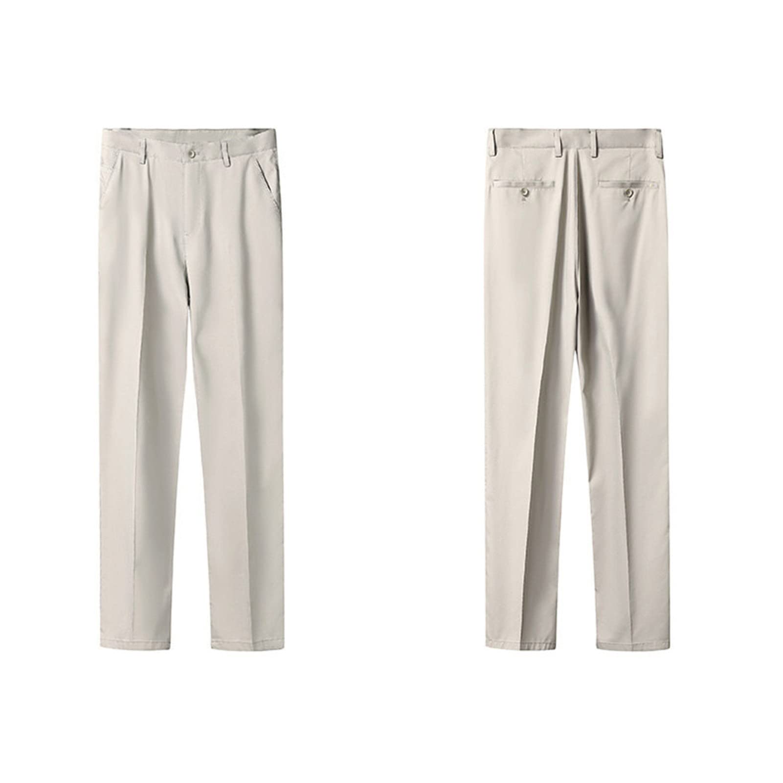 Men's Slim Fit Stretch Pant Classic Solid Color Casual Suit Pant Lightweight Business Comfort Trousers (Light Yellow,38)