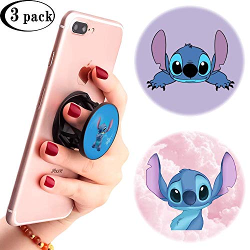 3 Pack/Multifunction Disney Cell Phone Stand Holder and Grip Lilo Stitch Foldable Phone Kickstand Mount Compatible for Smartphones