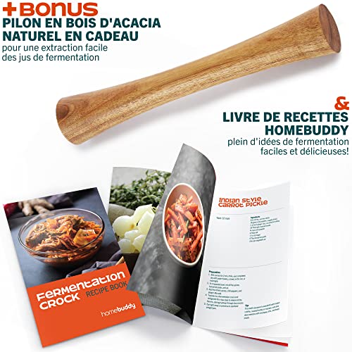 Pot de fermentation HomeBuddy avec poids - pot de choucroute de 3,8 litres en céramique avec poids de fermentation et couvercle - Fonctionne bien comme Pot Onggi Kimchi - Image 6