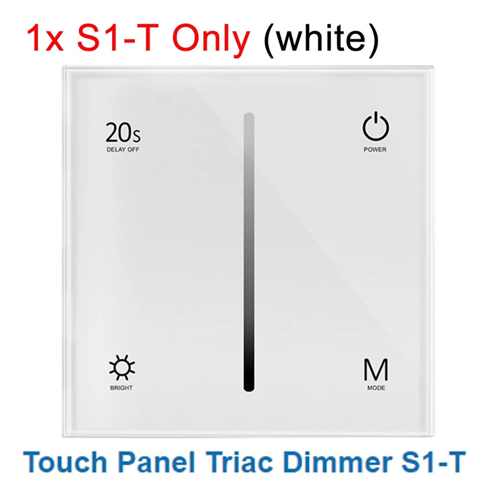 Atenuador Triac de CA S1-T, cristal táctil de alta intensidad, modo degradado de 86 paneles, adecuado for luces LED regulables de CA 110V 220V(S1-T (White) Only)