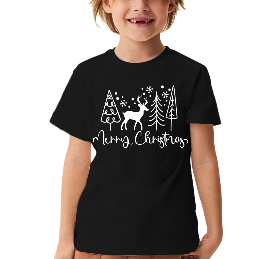 Image of Christmas Shirt for Kids Toddler Boys Girls Rudolph The Red Nose Reindeer T-Shirts Short Sleeve Holiday Tee