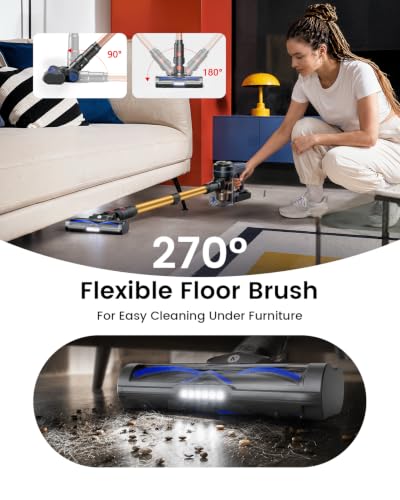 Image of NADALY Cordless Vacuum Cleaner, 580W 50KPa Self-Standing Stick Vacuum with 65-Min Runtime, Anti-Tangle Brush, 1.8L Large Dust Cup, Lightweight Vacuum Cleaners for Home Hardwood Floor Carpet Pet Hair