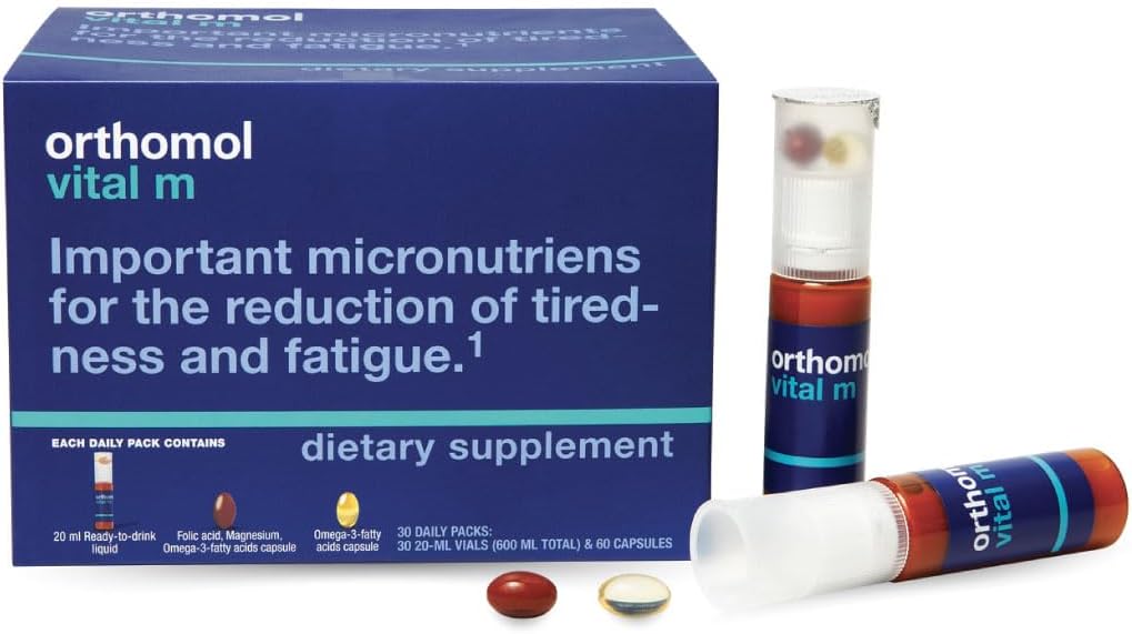 OrthomolVital M Vial, Men's Multivitamin, 30-Day Supply, Vitamins A, B, C, D, E, K, Iodine, Omega-3…