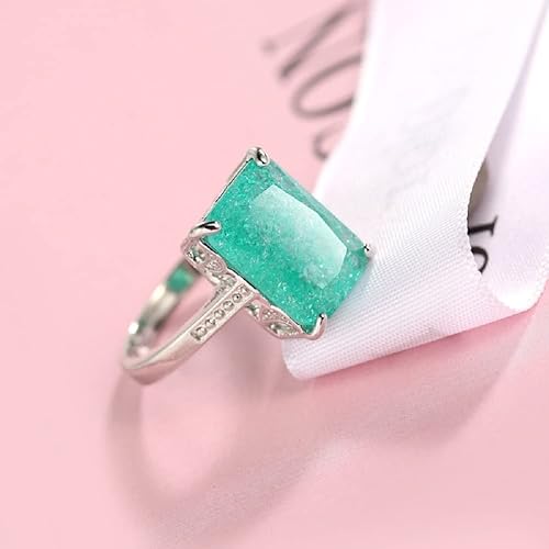 Miniatura 3 de Anillo de compromiso de plata de ley 925 con topacio para mujer, anillo de zafiro con piedras preciosas de aguamarina, joyería de compromiso,