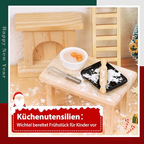 48 PCS Wichteltür Komplettset, Wichteltür Set Zubehör Weihnachten mit Baustelle, Weihnachtswichtel Set für Kinder Wichtel Deko Holz… – Ansicht 5