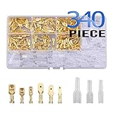 Litorange 平型端子 340個セット 絶縁スリーブ カバー付き オス メス セット 配線接続 圧着端子 連鎖形 差込 汎用 防水 自動車 バイク 修理 加工 コネクター