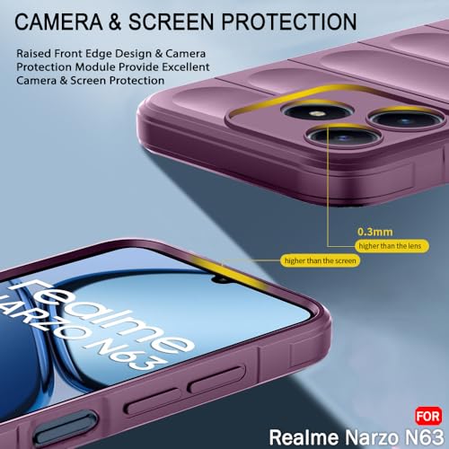 Image of TheGiftKart Liquid Silicon Back Cover Case for Realme C63 / Narzo N63 | Shockproof Military Grade Protection | Micro-Fibre Cloth On Inner Side | Built-in Anti-Slip Grip Back Cover Case (TPU, Purple)