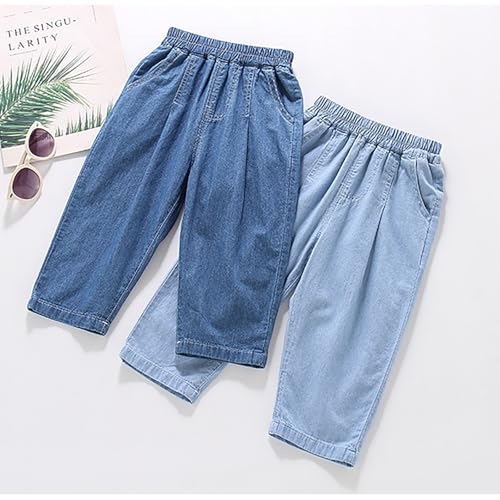 Girls Baggy Blue Jeans Elastic Waist Baggy Denim Pants Wide Leg Breathable Jeans with Pockets Fall Casual Pants Trouser4
