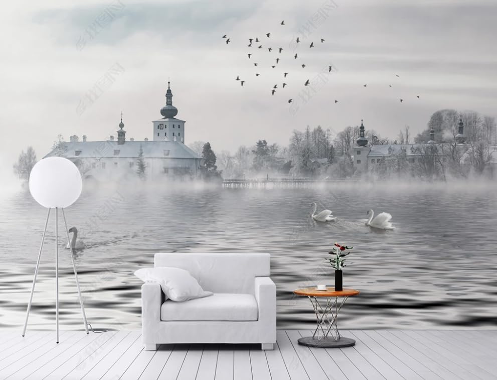 Papier Peint Intissé le Lac Des Cygnes 200x140 cm poster mural géant pour salon