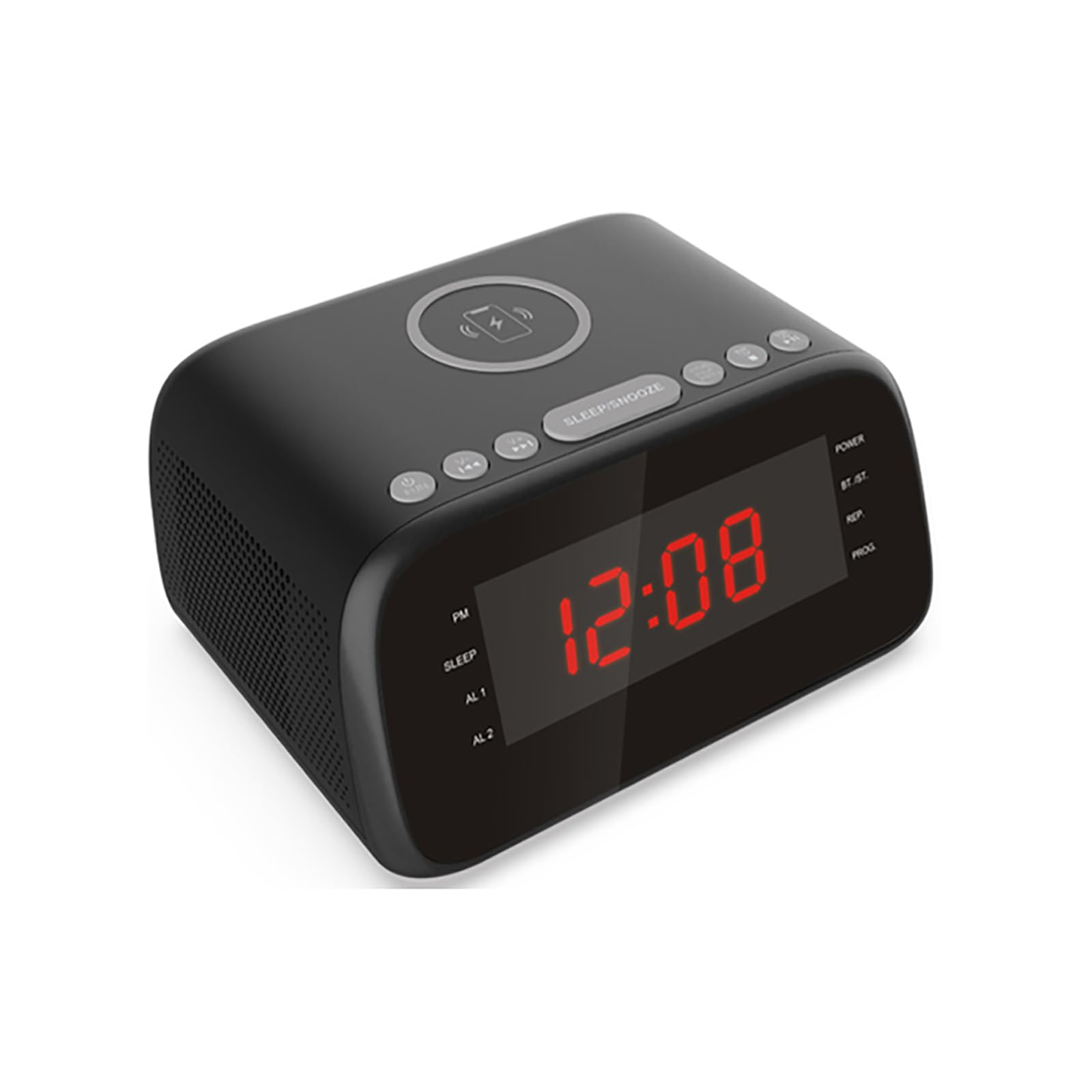 ERICAT Haut-Parleur Bluetooth avec Réveil Numérique, Haut-Parleur De Réveil Intelligent, Radio-réveil FM, Veilleuse LED Réglable Et 3 Niveaux De Luminosité, Facile À Utiliser, pour Chambre, Maison