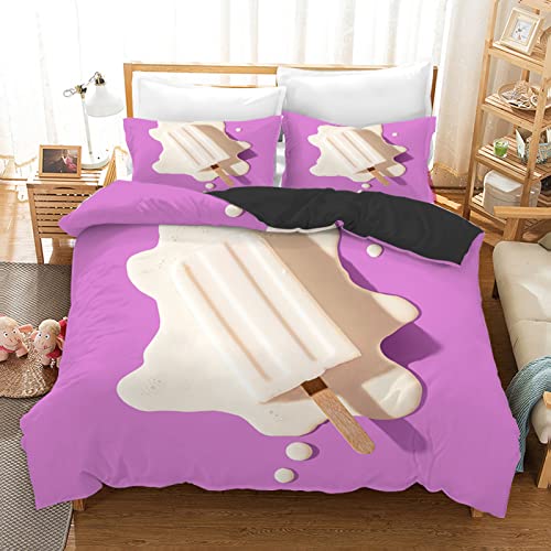 Housse de couette 90x190 enfant drap lit microfibre violet violette taie 65x65