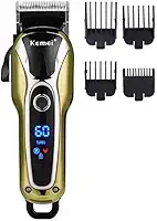 Máquina de Cortar Cabelo Profissional Sem Fio - Bivolt, 2 Velocidades, Tela LCD, 4 Pentes e Carga Rápida