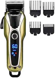 Máquina de Cortar Cabelo Profissional Sem Fio - Bivolt, 2 Velocidades, Tela LCD, 4 Pentes e Carga Rápida