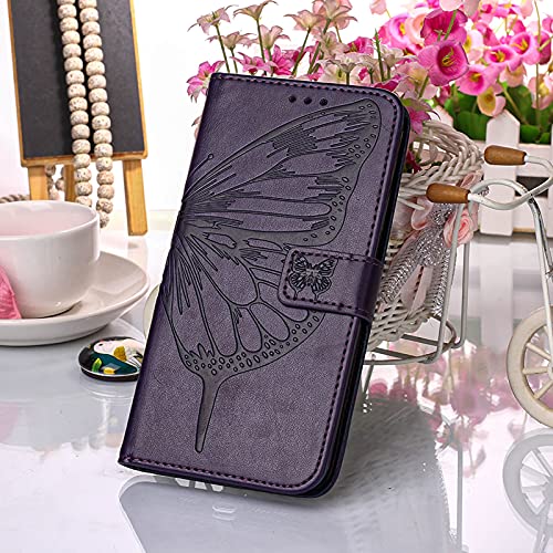 Compatible For Iphone Xr Wallet Case,[Card Holder Slots][Kickstand][Wrist Strap] Butterfly Floral Embossed Pu Leather Flip Protective Cover For Iphone Xr Cases Women (Purple) #TOP5