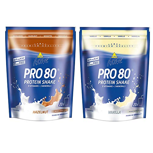 Inko Active Pro 80 Proteinshake 2 Beutel (2 x 500g = 1kg) Haselnuss & Vanille