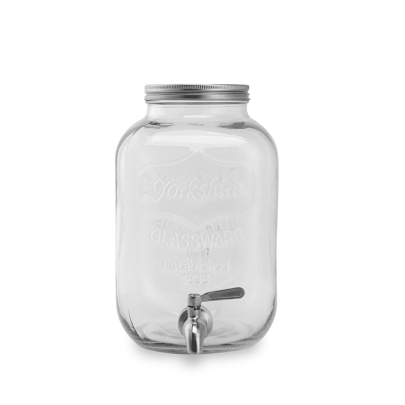 ECHTWERK Retro Getränkespender 5L, Glas, Robuster Limonadenspender mit luftdichtem Zapfhahn und Metalldeckel, ideal für Kaltgetränke auf Partys, Buffets & Feste