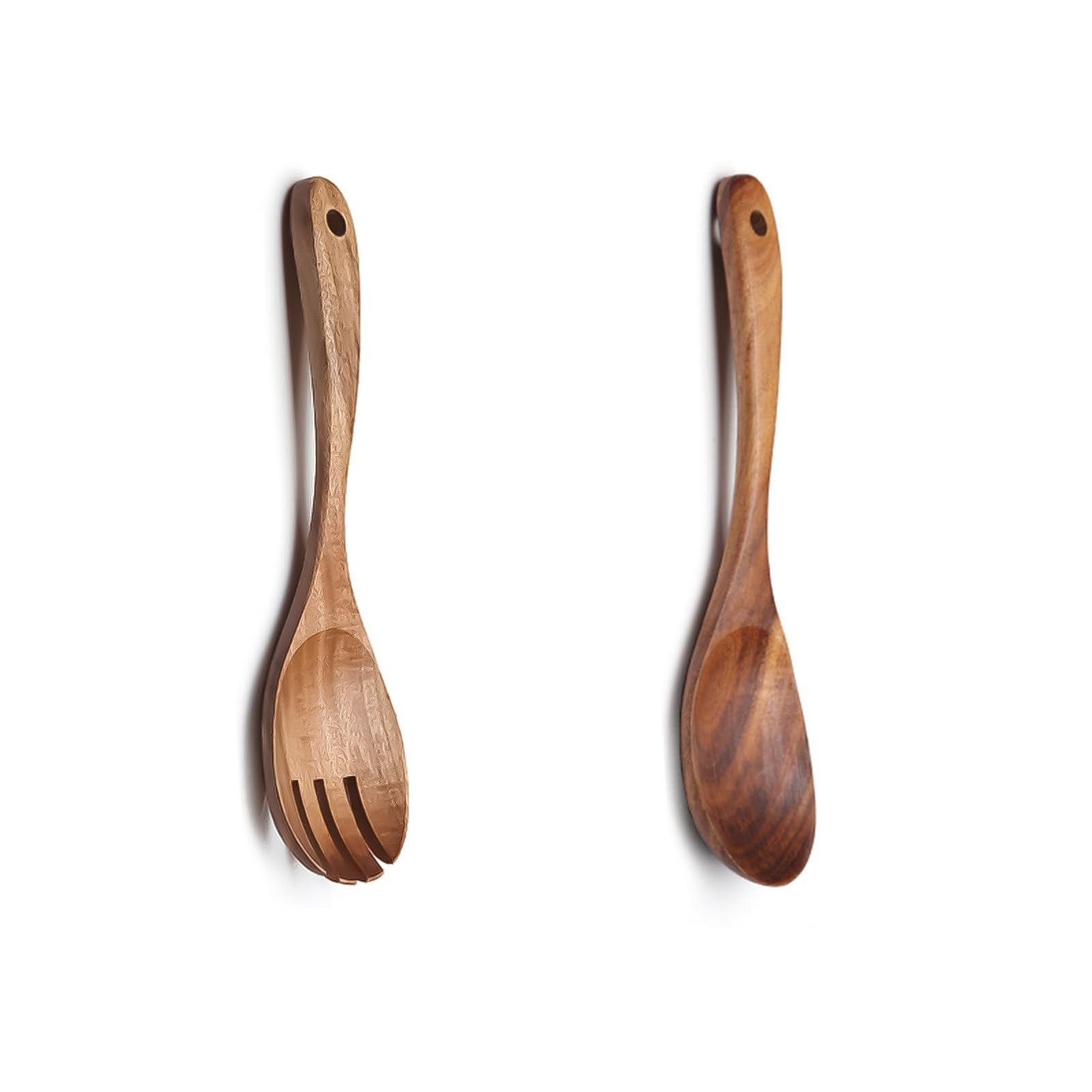 Salatbesteck-Set Aus Teakholz – 26 Cm, Mit Zange Und Löffel, Ergonomisch & Hitzebeständig