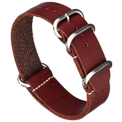 Benchmark Basics Leather Watch Band - Zulu Crazy Horse Oiled NATO Strap - 20mm Oxblood (B07L8QVMPM) Amazon Price History, Amazon Price Tracker