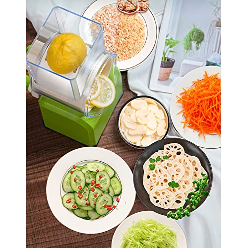 Rotary Vegetable Chopper Cutter With Handle 3 Blades-Cheese Grater Round Mandoline Slicer Fast Vegetable Slicer Chopper Cutter For Potato Fruit Nuts (Green) #TOP2
