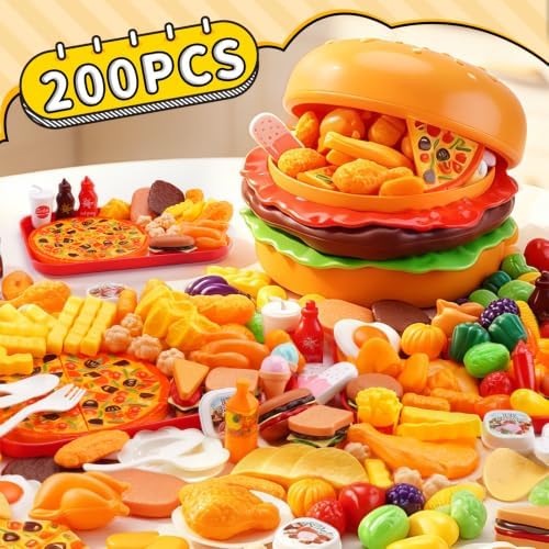 Covriina Play Food, 200 PCS Play Food Sets for Kids Kitchen - 2
