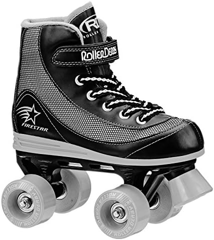 Roller Derby Firestar 1378-02 Youth Boys and Girls Quad Roller Skates, Size 2, Black/Gray