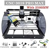 [CNC 3018 Pro MAX] Nueva actualización de material de fuselaje, tablero de protección en ambos lados, diseño exquisito, ajuste conveniente, pequeña máquina herramienta CNC, fuselaje de perfil de plástico, tamaño pequeño, peso ligero, interfaz USB, sistema de control GRBL, gran máquina de grabado CNC.