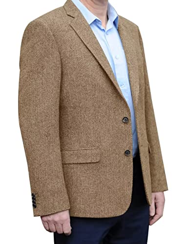 Men's Herringbone Tweed Blazer Jacket Single Breasted Wedding Groom Coat Prom Homecoming Brown 2Xl #TOP1