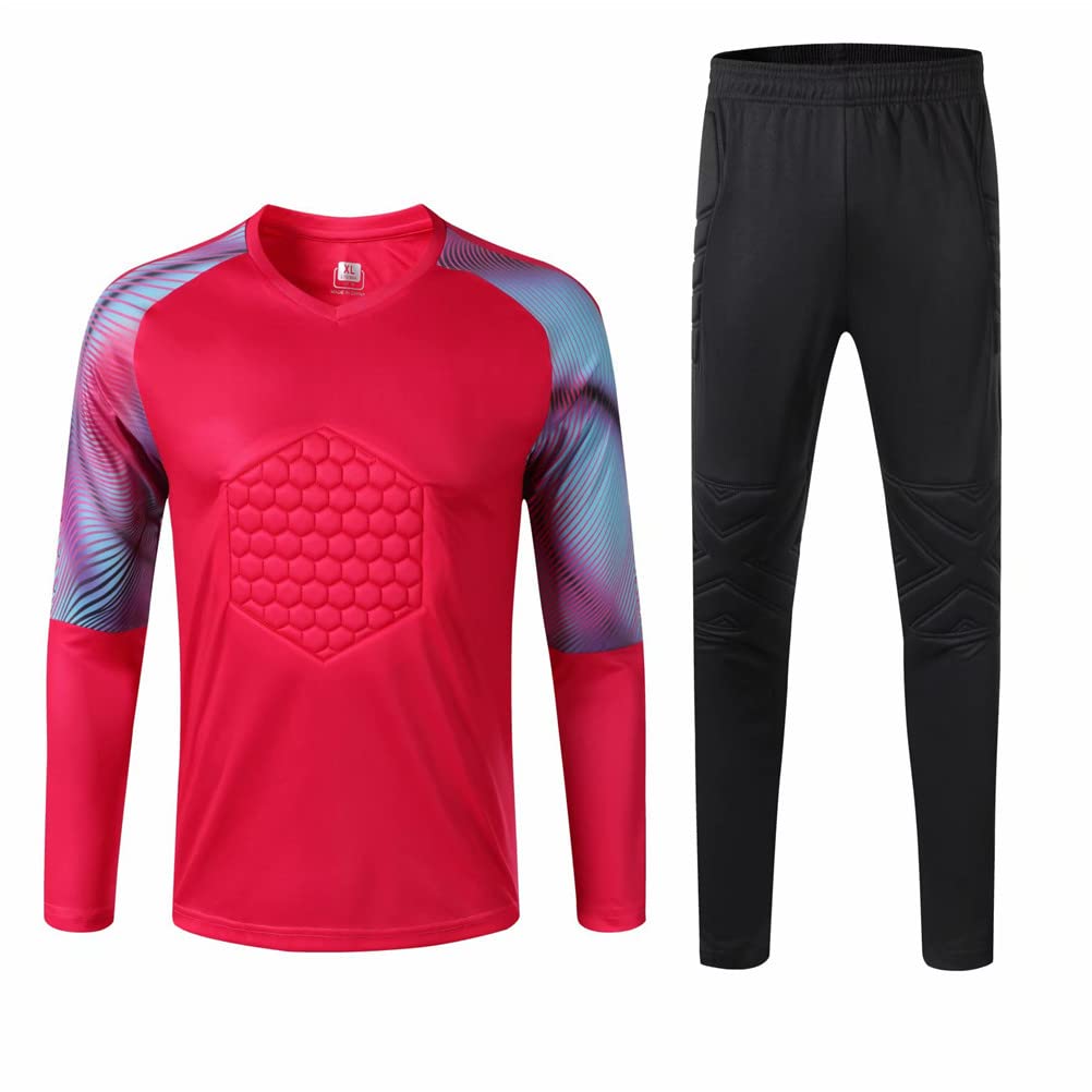 Camisetas de Portero Adulto con Protección, Camiseta de Fútbol y Pantalón Largo Personalizados - Fútbol Personalizada Niños y Adultos con Nombre, Número, Logotipo del Equipo