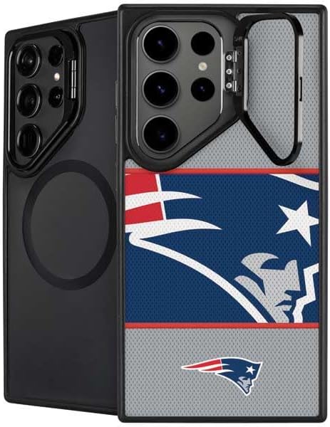 Skinit Kickstand Phone Case Compatible with Galaxy S25 Ultra - Officially Licensed NFL New England Patriots Black & White Design