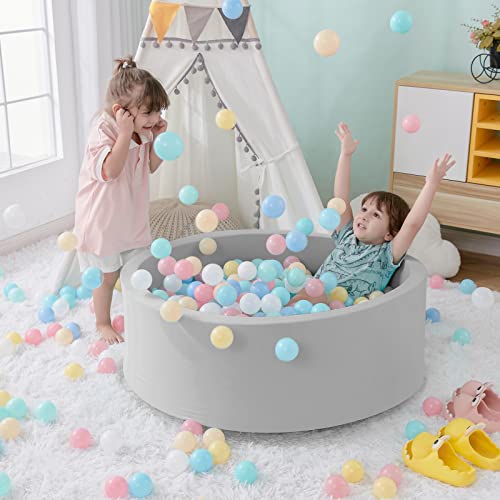 Foam Ball Pit, 35.4"x 11.8" Ball Pits for Toddlers, Soft Round Kiddie Baby Playpen Ball Pool for Kids, Ideal Gift for Babies Indoor and Outdoor Game, Grey, (Balls not Included) - Image 3