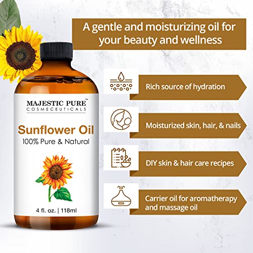 Majestic Pure MP-USA-ESSENTIAL-OIL-P Sunflower Essential Oil | 100% Pure And Natural Sunflower Oil | Premium Grade Essential Oils For Hair Care, Home Diffusers, Skin, Aromatherapy, Massage And Humidifiers thumb #1