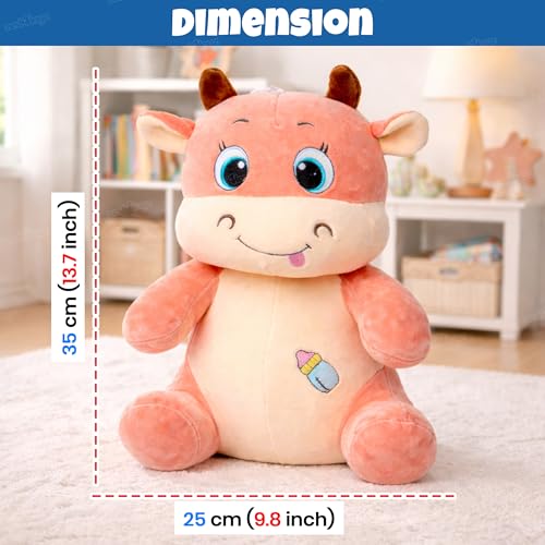 Image of Zest 4 Toyz Soft Toy for Girls (35 cm) | Cute Stuffed Animal Plush Toy | Baby Toys | Cow Soft Toy Cuddly Teddy Bear for Kids | Birthday Gift for Girls