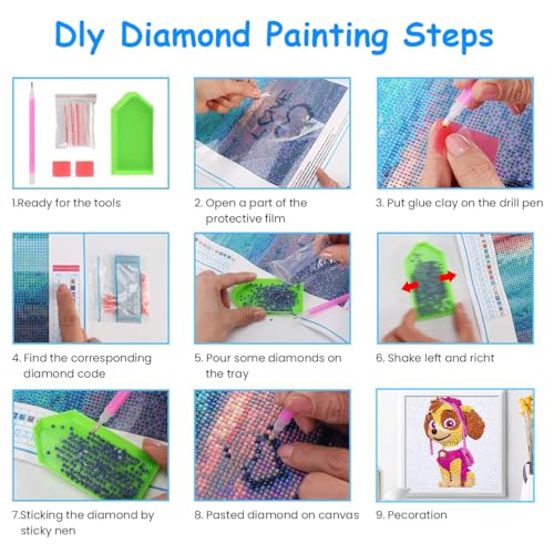 Image of PATPAT 5D Diamond Painting Kits for Kids 5D Diamond Painting with Frame, Arts and Crafts for Kids Gem Stickers by Number Kits DIY Painting Arts Crafts Supply Set