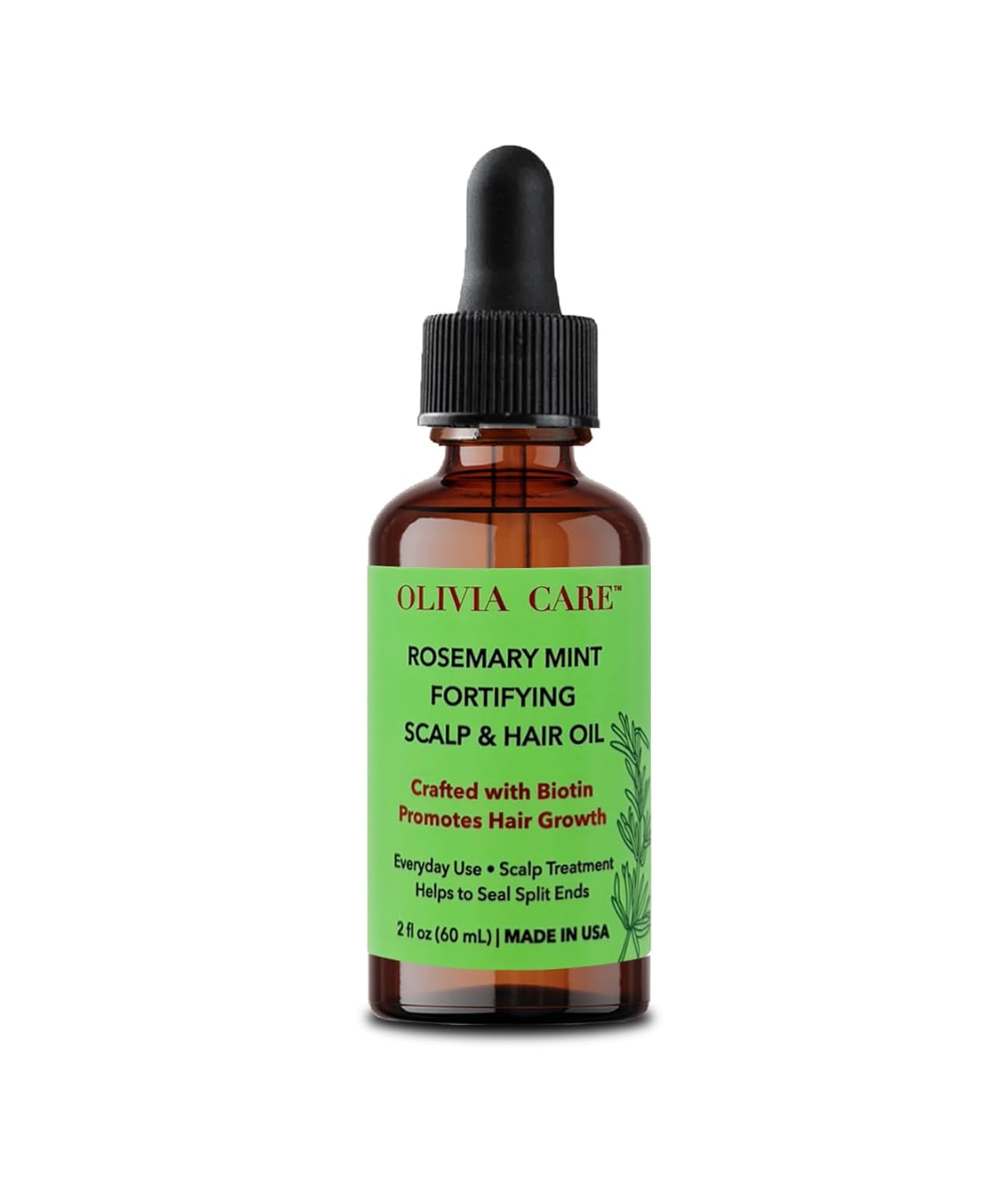 OLIVIA CARE Rosemary Oil for Hair Growth - Rosemary Oil & Mint Oil with Biotin, Fortifying Scalp and Hair Treatment to Aid Hair Growth, Made in USA.