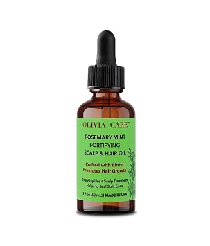 OLIVIA CARE Rosemary Oil for Hair Growth - Rosemary Oil & Mint Oil with Biotin, Fortifying Scalp and Hair Treatment to Aid Hair Growth, Made in USA.