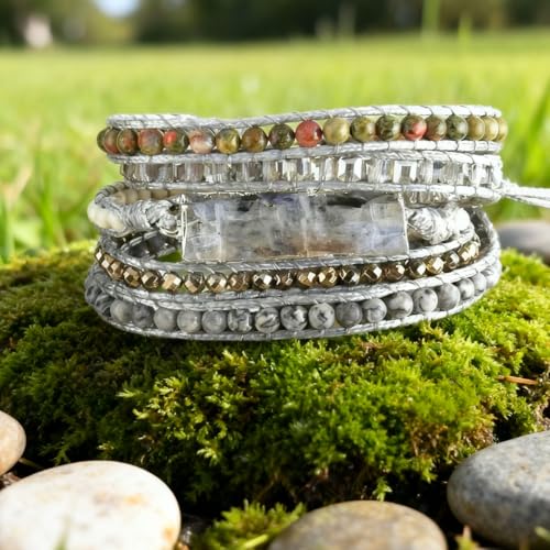Image of Boho Stone Wrap Bracelet for Women,Turquoise Beaded Bracelet Jewelry Gift