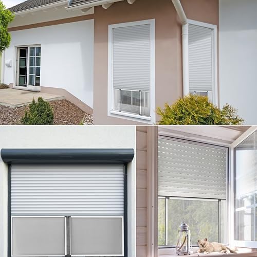 Insektenschutz Schiebefenster Alu Teleskop Fliegengitter für Fenster & Türen mit Rollladen, 100% vormontiert, zum Klemmen ohne Bohren - 50 x 75-142 cm, weiß