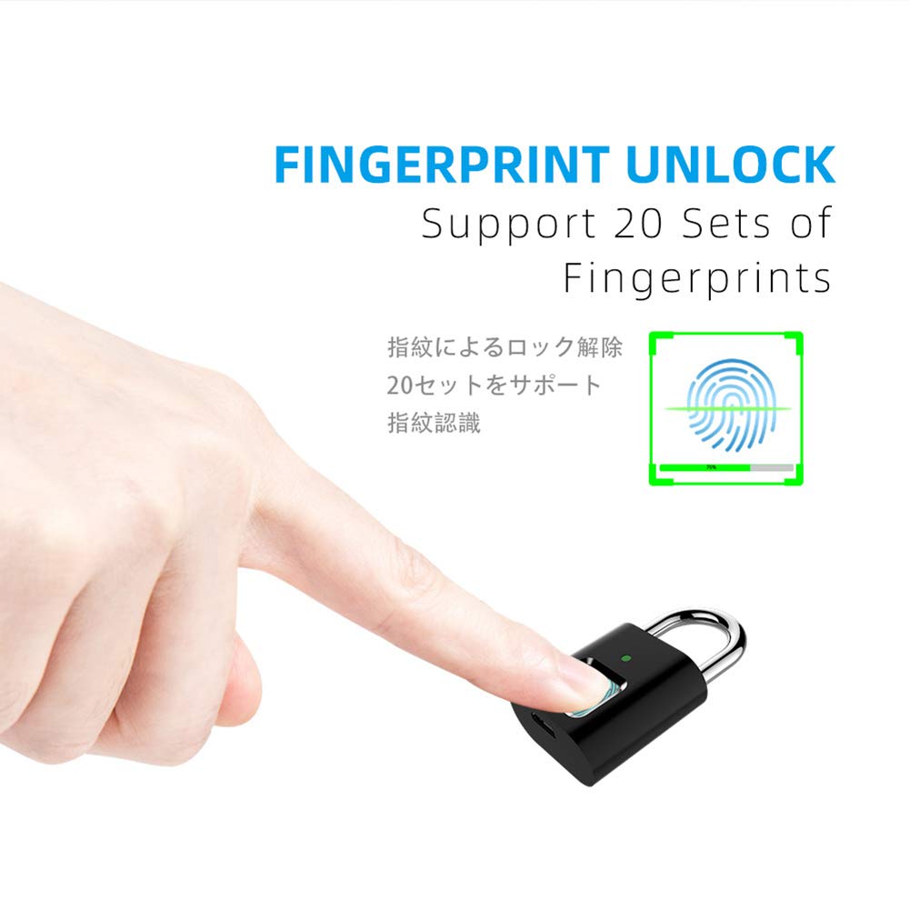QWEASDF Cadenas Intelligent À Empreinte Digitale, Serrure De Sécurité D'entrée sans Clé, Convient Aux Casiers D'école, Aux Gymnases, Aux Sacs À Dos, Aux Portes, Aux Armoires, Aux Valises