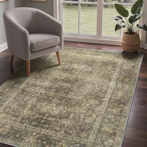 GENIMO Teppich Wohnzimmer 120X170 cm Waschbar Vintage Sandbraun – Ansicht 1