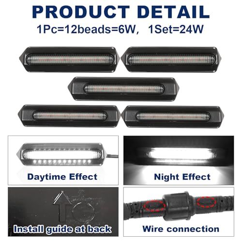 Image of LED Front Grill Lights for 2016 2017 2018 Chevy Silverado 1500 Accessories | Fits Silverado Custom WT LT LS Only Grille Light Bar with adaptor fuse Waterproof smoked lens Bright 5000K Silverado lights