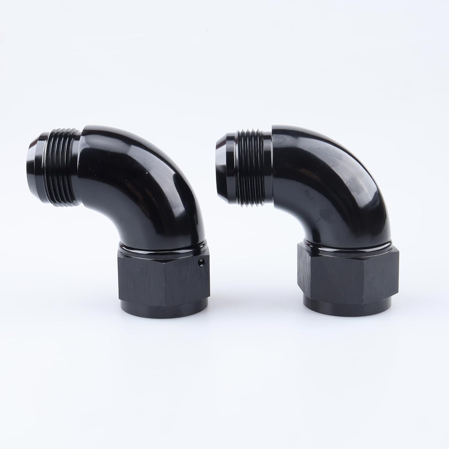 AC PERFORMANCE 90 Degree -16 AN Male to Female Swivel Union Full Flow Elbow Fitting Adapter Aluminum Black, Pack of 2