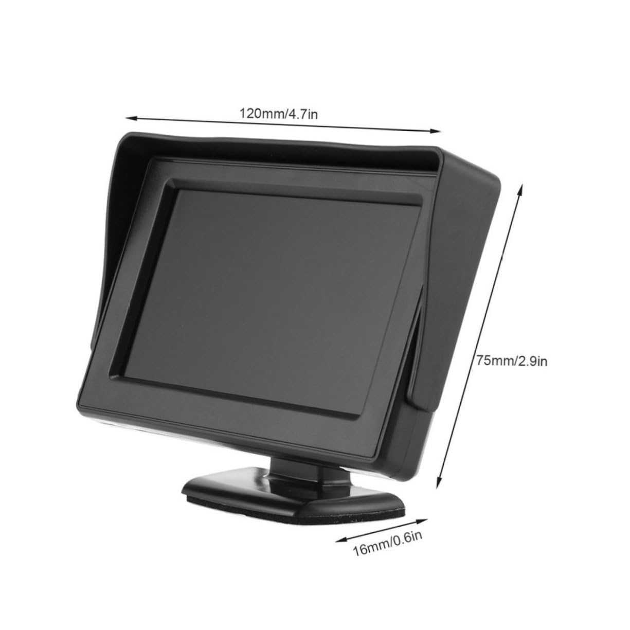 Happyyami LCD Car Rear View Monitor Headrest Display with Channels Video Input for Backup Camera Automatic Scene Switching for Parking Black Color