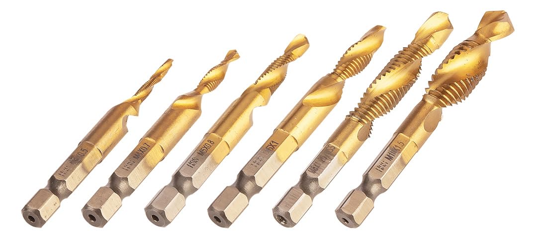 NEO TOOLS Gwintownik HSS powłoka TiN HEX 1/4" dla profesjonalistów i majsterkowiczów Maksymalna prędkość obrotowa: 1000 obr./min, jednoczesne wiercenie i gwintowanie