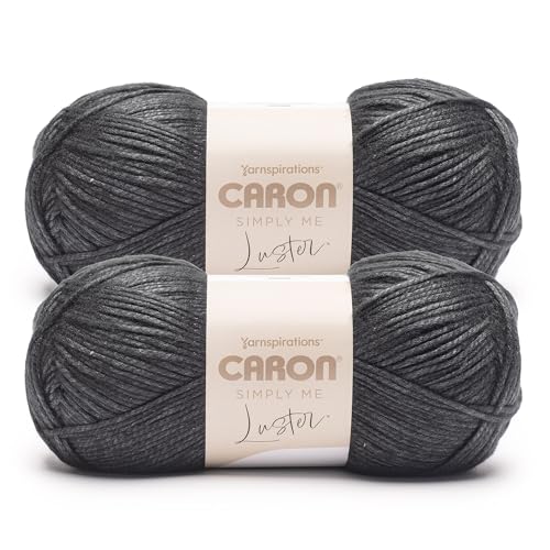 Image of Caron Simply Me Luster Yarn for Crocheting Soft, Obsidian, 2-Pack | #4 Worsted Yarn, 65% Nylon & 35% Acrylic, Lustrous Blend Yarn for Crocheting, Knitting & Garments, 360yds, 170g /6oz per skein