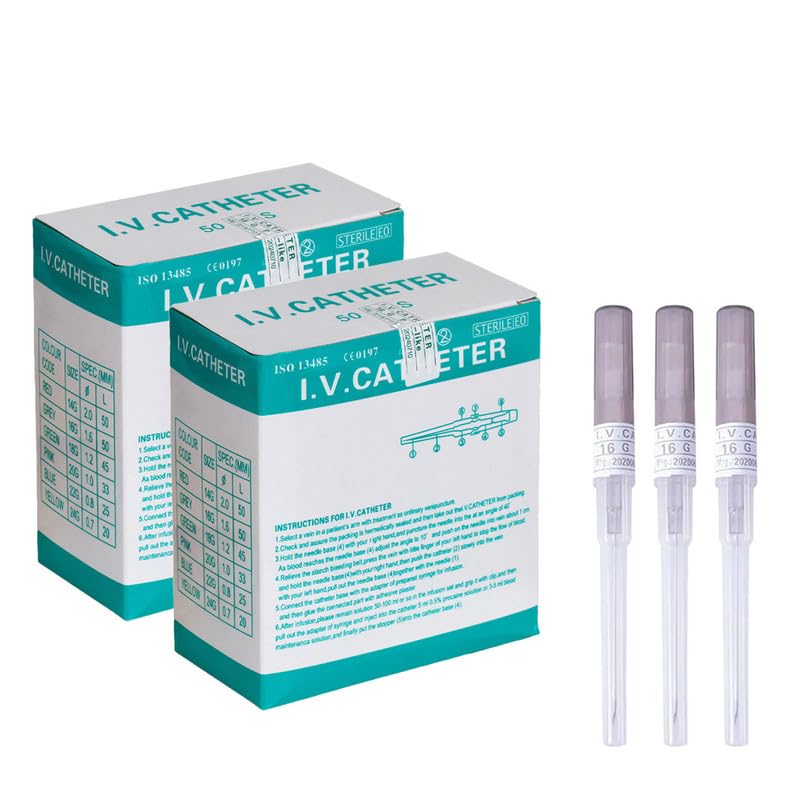 I.V. Catheter Piercing Needles Stainless Steel Body Piercing Needles for Lip Eyebrow Navel Earrings, Grey 16G 100pcs