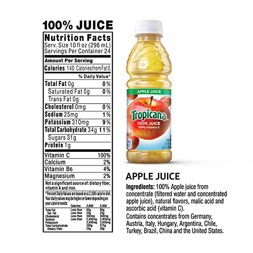 Image of Tropicana 100% Orange & Apple Juice Variety Pack, Single Serve, 10 Fl Oz Bottles (Pack of 15) - Real Fruit Juice, Vitamin C Rich, No Added Sugars, No Artificial Flavors