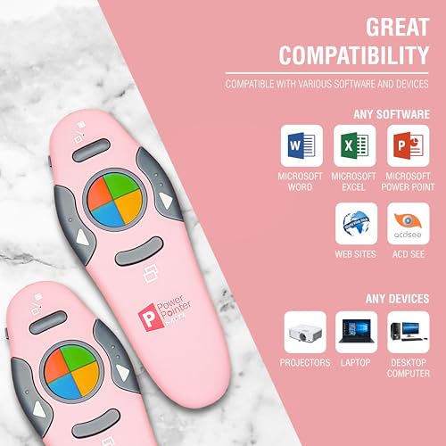 Clicker de apresentação PowerPoint, controle remoto de apresentador sem fio USB com ponteiro Lazer,