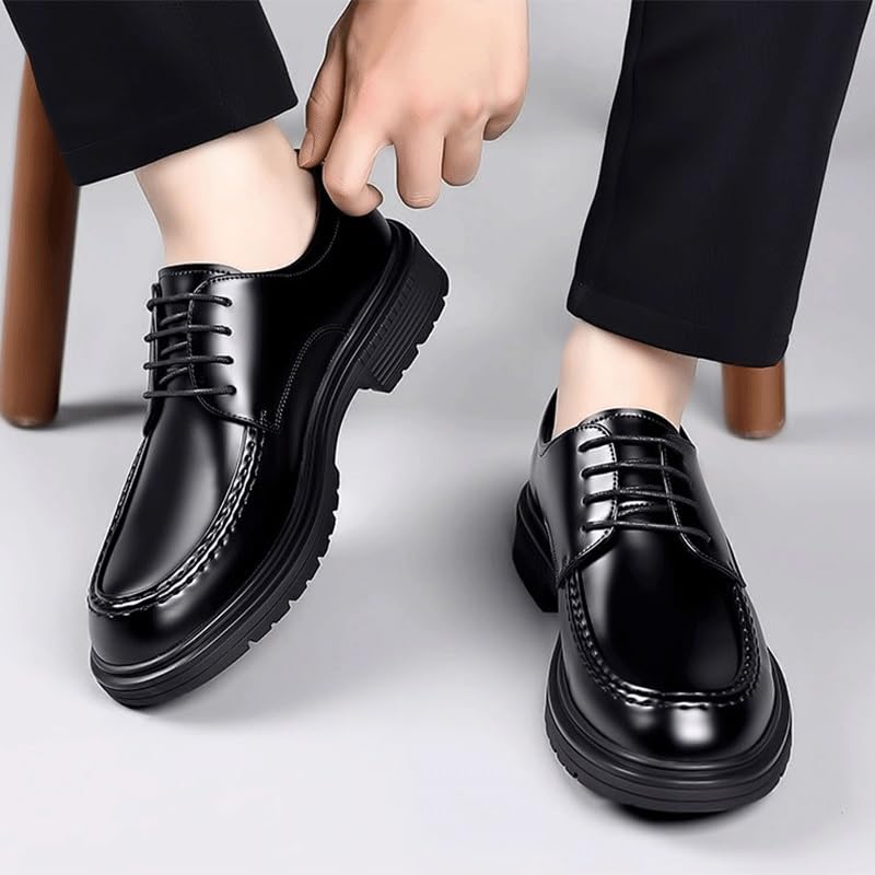 Men's Genuine Leather Platform Oxfords Shoes Fashion Classic Lace Up Dress Shoes Non Slip Casual Business Brogue2